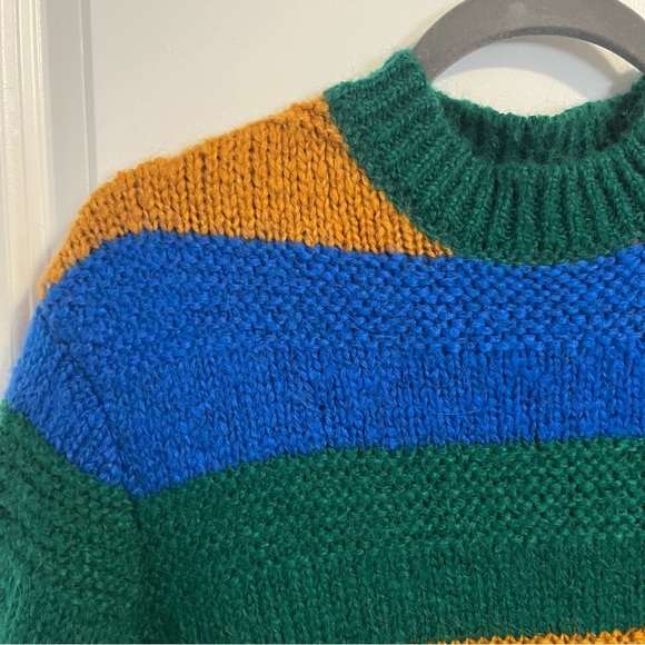 Zara Men’s color block multicolored alpaca wool blend crew neck sweater sz M. - Picture 6 of 11